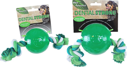AnimalstoreXL Dental Strong Bal Rubber met Floss Groen 8.5cm