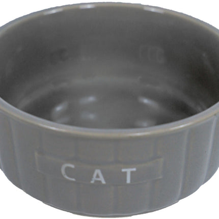 AnimalstoreXL Eetbak Steen Kat Ribbel Taupe 12cm