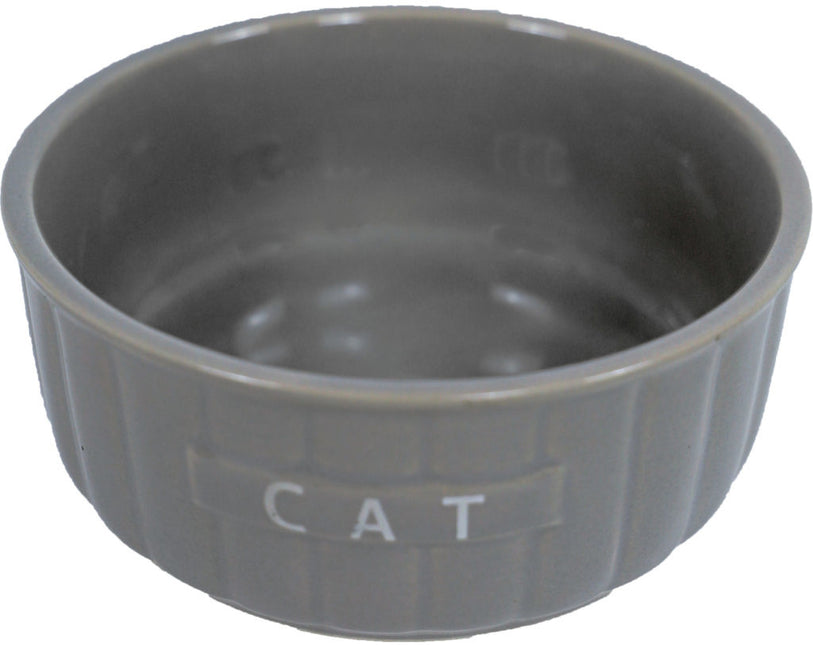 AnimalstoreXL Eetbak Steen Kat Ribbel Taupe 12cm