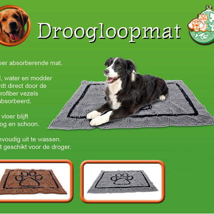 AnimalstoreXL Droogloopmat Medium Grijs+Poot 76X53cm