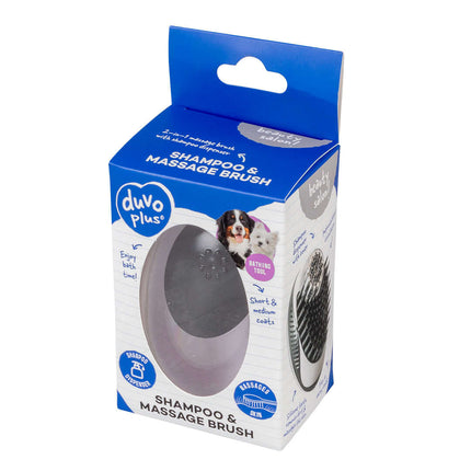 AnimalstoreXL Duvoplus - Shampoo- en Massageborstel - 11,5x7,5x6cm Zwart