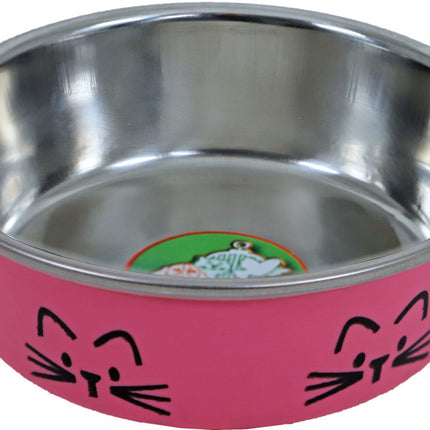 AnimalstoreXL Eetbak RVS Kat Roze met Kattekop 11cm