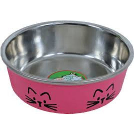 Futternapf Edelstahl Katze Rosa mit Katzenkopf 11cm