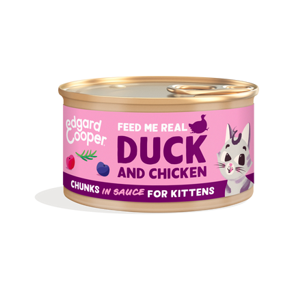 AnimalstoreXL Edgard & Cooper Kitten Stukjes-in-saus Scharreleend & Kip Graanvrij