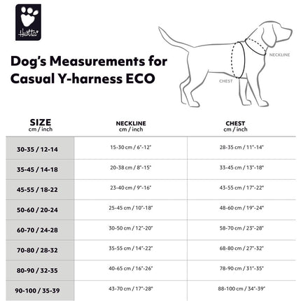 AnimalstoreXL Hurtta Casual Y-Harness ECO zwart 45-55cm