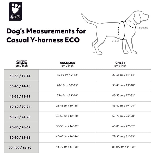AnimalstoreXL Hurtta Casual Y-Harness ECO zwart 45-55cm