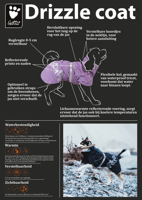 AnimalstoreXL Hurtta Hondenjas Drizzle Coat Raven