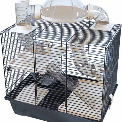 AnimalstoreXL Interzoo Hamsterkooi Rocky Plus Zwart/Zwart