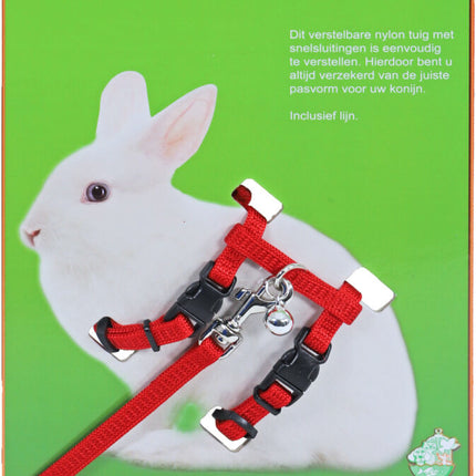 AnimalstoreXL Konijnentuig met lijn Rood