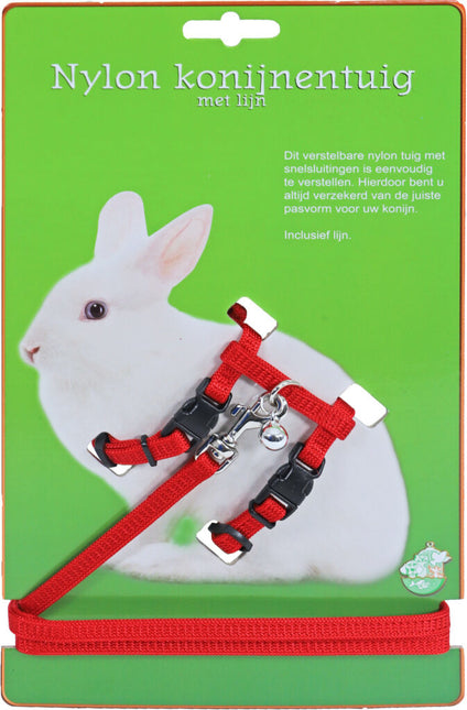 AnimalstoreXL Konijnentuig met lijn Rood