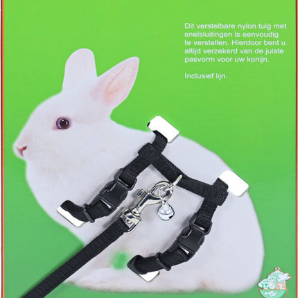 AnimalstoreXL Konijnentuig met lijn Zwart