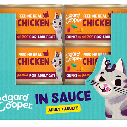 AnimalstoreXL Edgard & Cooper Kat Stukjes-in-saus Scharrelkip Graanvrij