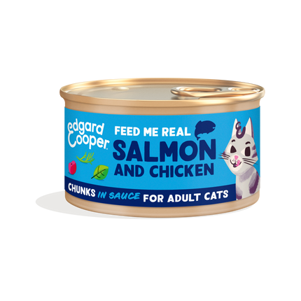 AnimalstoreXL Edgard & Cooper Kat Stukjes-in-saus Zalm & Scharrelkip Graanvrij