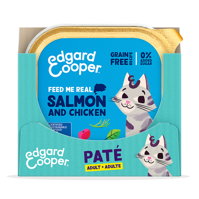 AnimalstoreXL Edgard & Cooper Volwassen Kat Paté Zalm & Scharrelkip Graanvrij