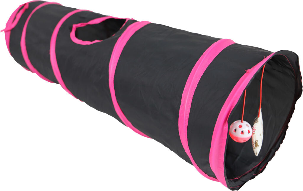AnimalstoreXL Speeltunnel Nylon Zwart/Roze 85x25cm