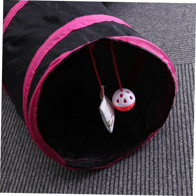 Spieltunnel Nylon 2-3 Wege Schwarz/ Rosa 85x25cm