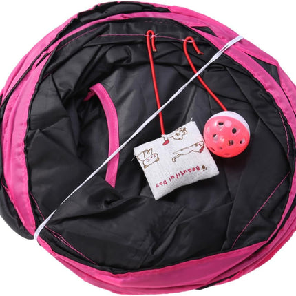 Spieltunnel Nylon 2-3 Wege Schwarz/ Rosa 85x25cm