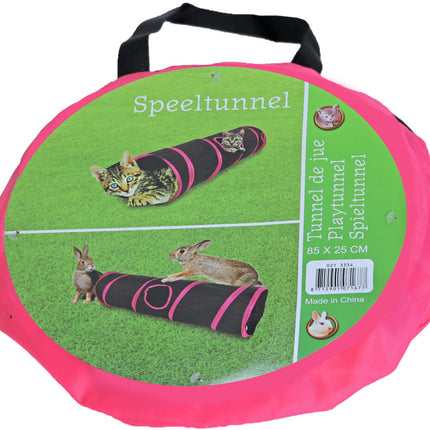 AnimalstoreXL Speeltunnel Nylon Zwart/Roze 85x25cm