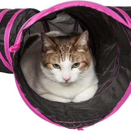 Spieltunnel Nylon 2-3 Wege Schwarz/ Rosa 85x25cm