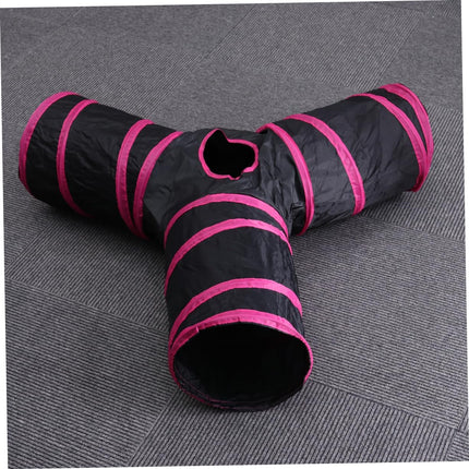 Spieltunnel Nylon 2-3 Wege Schwarz/ Rosa 85x25cm