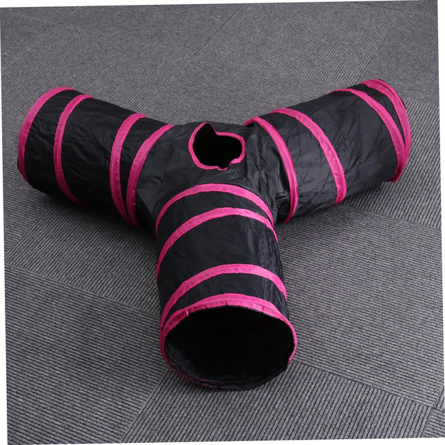 Spieltunnel Nylon 2-3 Wege Schwarz/ Rosa 85x25cm