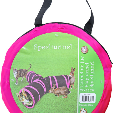 AnimalstoreXL Speeltunnel Nyl. Y Model Zw/Roze 85x25cm
