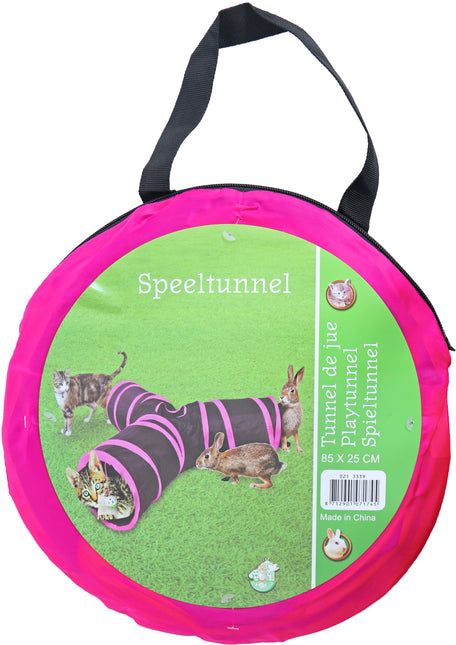 AnimalstoreXL Speeltunnel Nyl. Y Model Zw/Roze 85x25cm