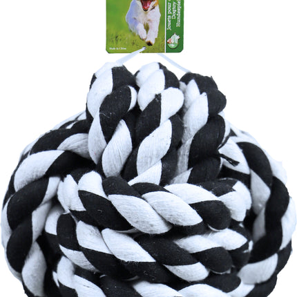 AnimalstoreXL Touwbal Katoen XXL 17,5cm Zwart/Wit