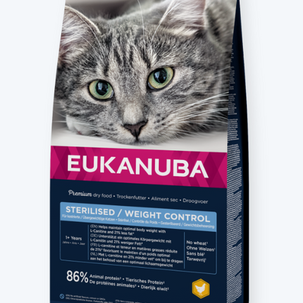 Eukanuba Trockenfutter für Katzen, sterilisiert/Gewichtskontrolle, 2 kg