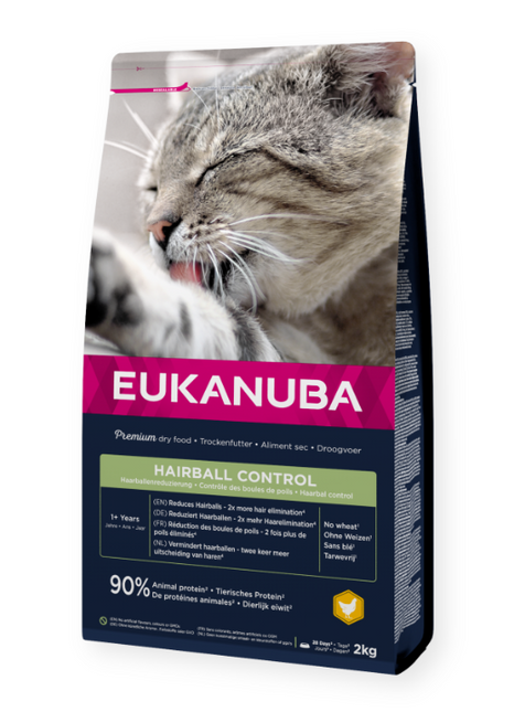 Eukanuba Trockenfutter für Katzen, Hairball Control, 2 kg