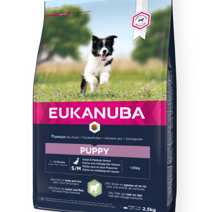 Eukanuba Trockenfutter für Hunde, Welpen, klein/mittelgroß, Lamm und Reis, 2,5 kg