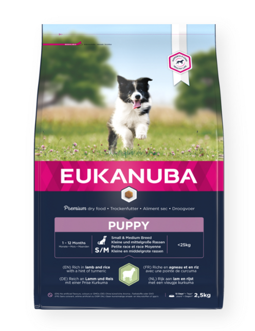 Eukanuba Trockenfutter für Hunde, Welpen, klein/mittelgroß, Lamm und Reis, 2,5 kg