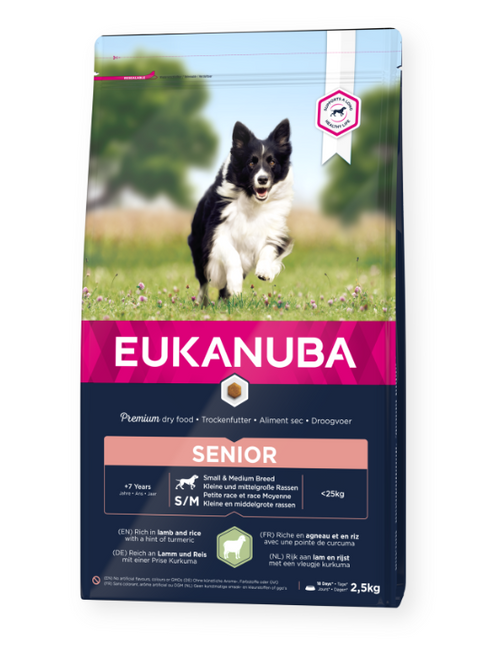 Eukanuba Hundefutter Senior Small/Medium Lamm &amp; Reis 2,5 kg