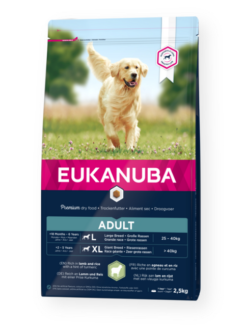 Eukanuba Trockenfutter für Hunde, für Erwachsene, groß, Lamm und Reis, 2,5 kg