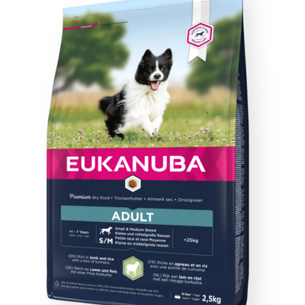 Eukanuba Trockenfutter für Hunde für Erwachsene, klein/mittelgroß, Lamm und Reis, 2,5 kg