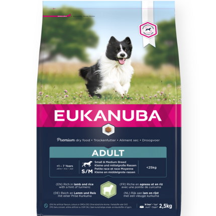 Eukanuba Trockenfutter für Hunde für Erwachsene, klein/mittelgroß, Lamm und Reis, 2,5 kg