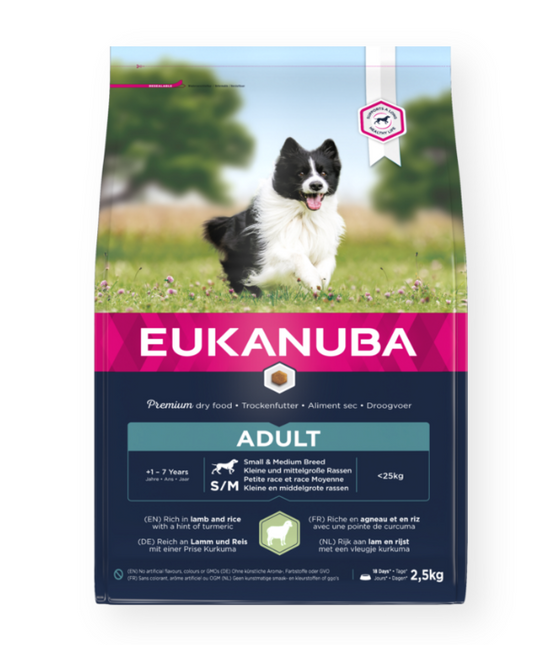 Eukanuba Hondenbrokken Volwassen Klein/Middelgroot Lam & Rijst 2,5kg