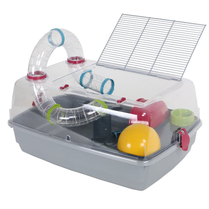 AnimalstoreXL Voltrega Hamsterkooi Kunststof Kap met Buis Grijs