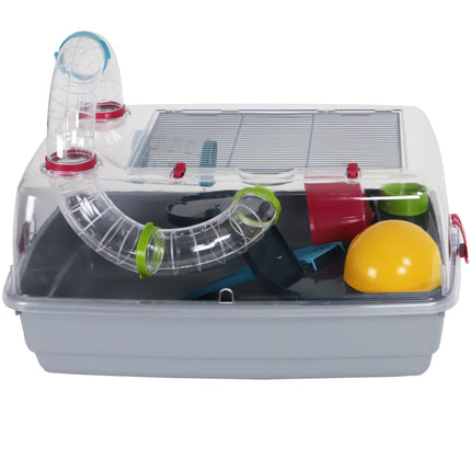 AnimalstoreXL Voltrega Hamsterkooi Kunststof Kap met Buis Grijs