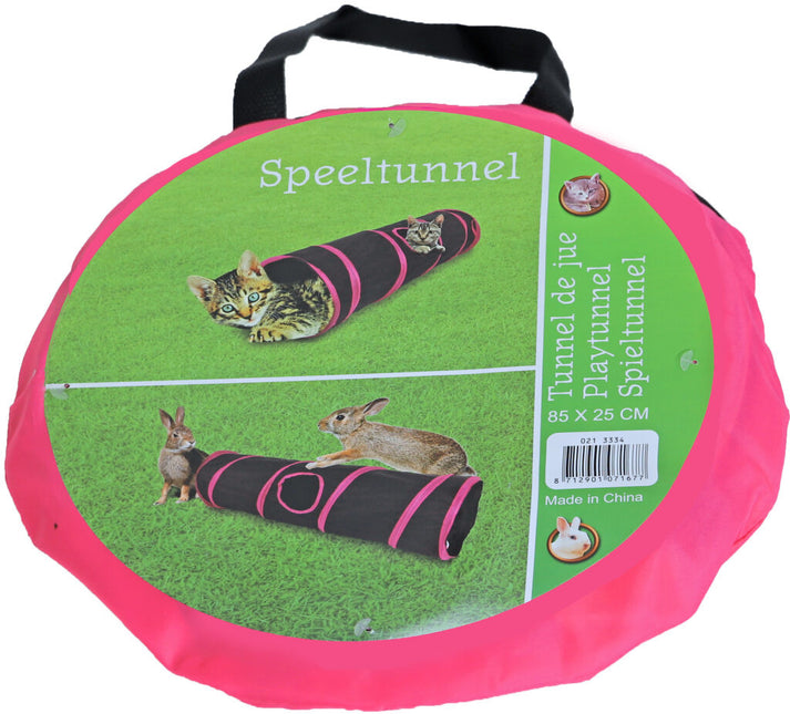 Speeltunnel Nylon Zwart/Roze 85x25cm