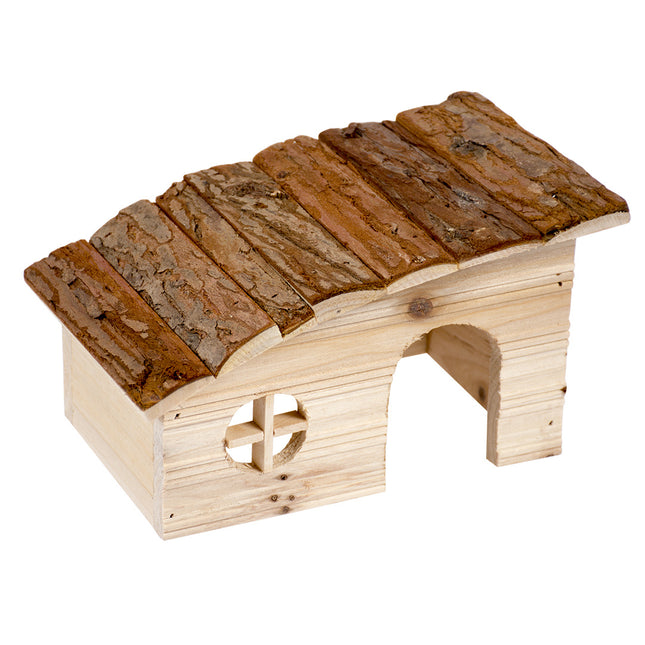 Knaagdieren Houten Lodge Schuin Dak 31x23x18cm