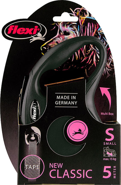 Einziehbare Leine Classic Tape S Schwarz 5m