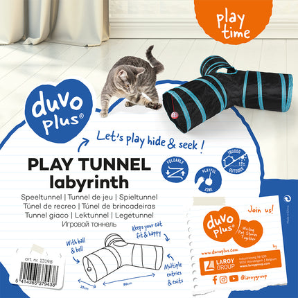 Spieltunnel Labyrinth 80x25cm Blau/Schwarz