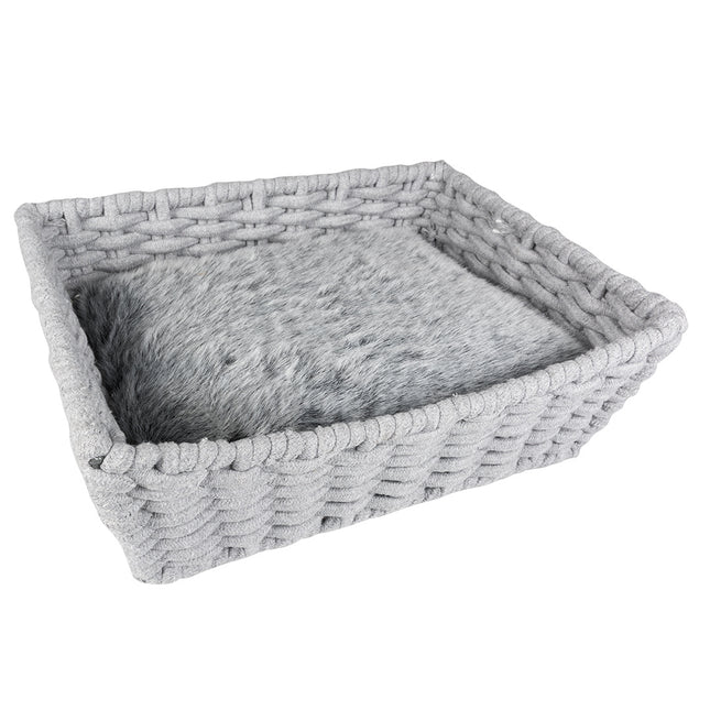 Oyster Mand Rechthoekig In Katoentouw 45x34x16cm Grijs