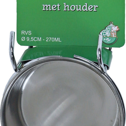 AnimalstoreXL Voerbak RVS met houder 9,5cm 270ml