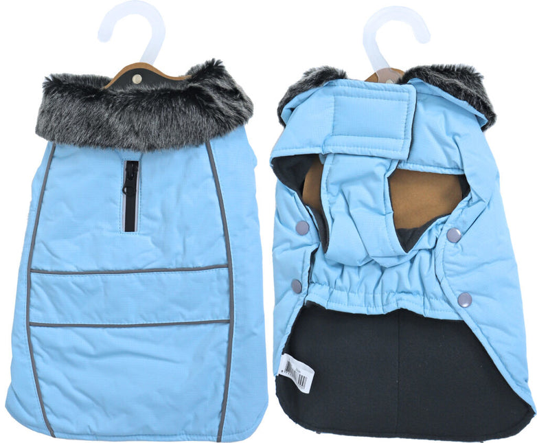 Hundemantel Parka Fellkragen hellblau 25cm