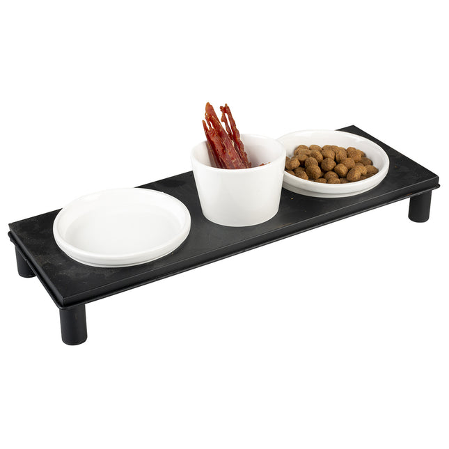 Tafelservice Stone Up Buffet, rechteckig, 200 ml – 41 x 14,5 cm, Weiß/Schwarz