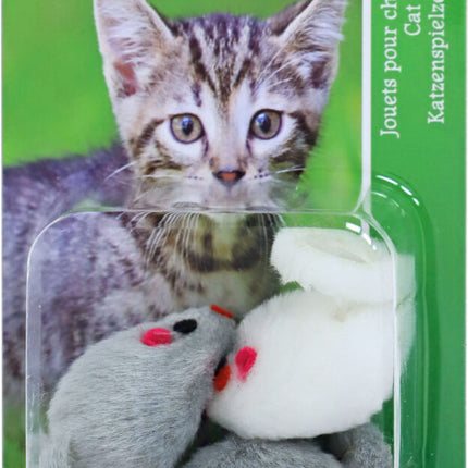 AnimalstoreXL Muis Pluche Grijs/Wit 5cm 3 stuks