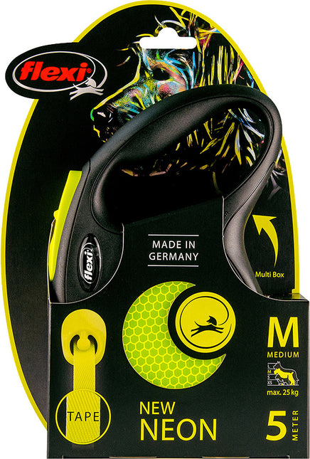 Einziehbare Leine New Neon Tape M Gelb 5m