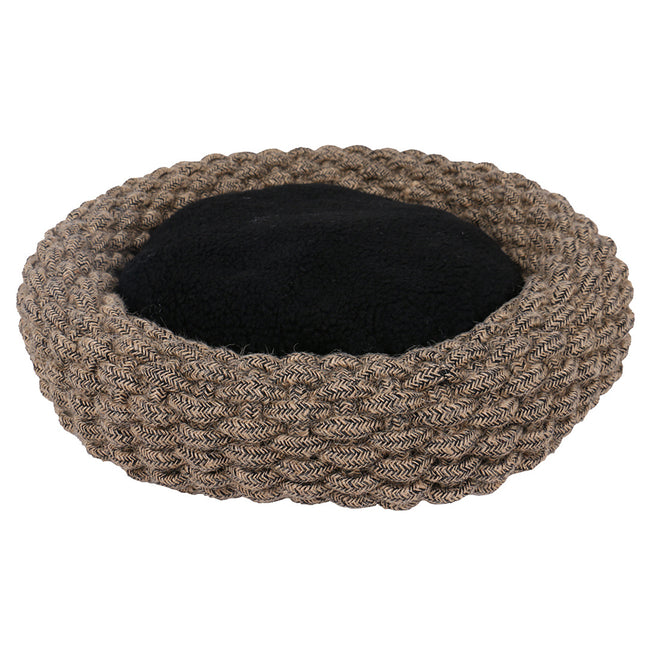 Espresso Mand Rond Katoentouw S - 44x44x13cm Zwart/Bruin